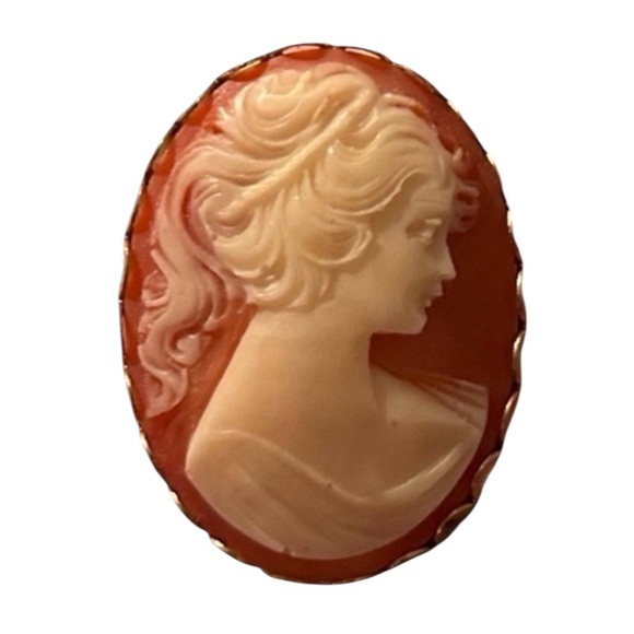 Vintage Gold Tone Resin Cameo Brooch. Victorian Inspired. - Picture 1 of 7